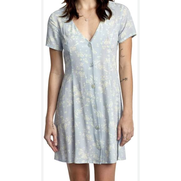 RVCA Women's M 90s Ditsy Country Button Down Flora New NWT Mini Fit Flare - Picture 1 of 9